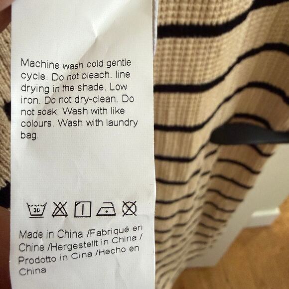 Saodimallsu Striped Knit Polo Maxi Sweater Dress Beige Blk Clean Girl XL Preppy - Picture 7 of 8